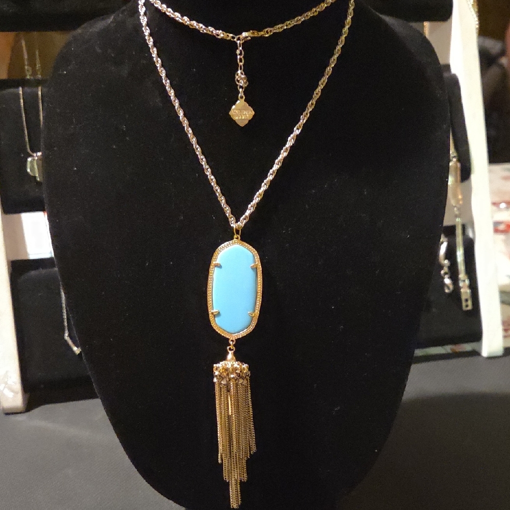 🤑SOLD😇Kendra Scott Rayne Turquoise Magnesite Tassel Necklace in Retired - Picture 1 of 5